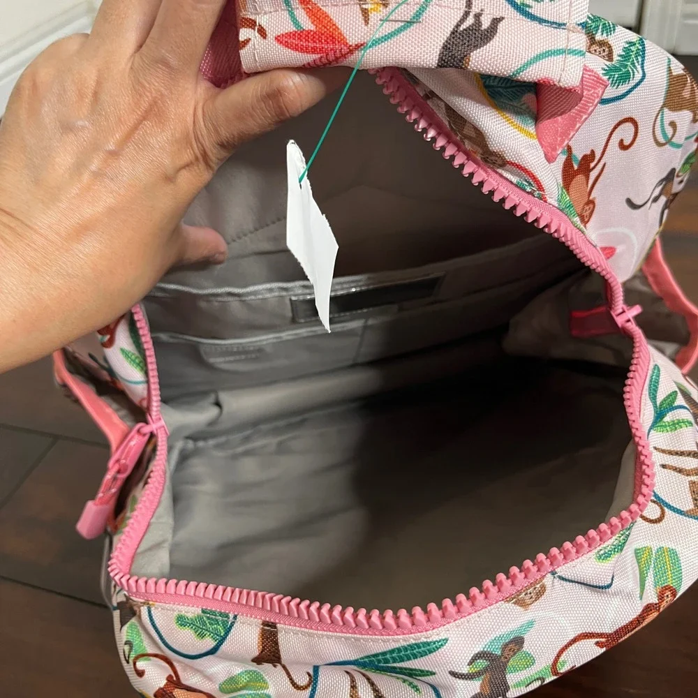 NWT Crate and Barrel Crate & Kids Cheeky Monkey Kids Backpack Side Pockets Large